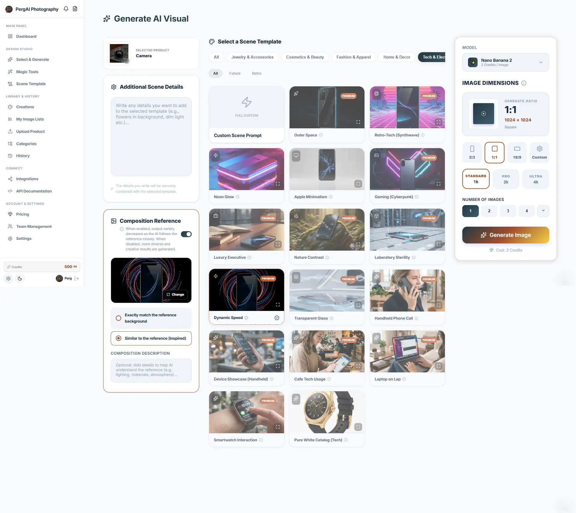 PergAI Product Studio Interface